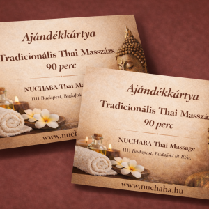 2 Személyes 90 perces Tradicionális Thai Masszázs Ajándékkártya